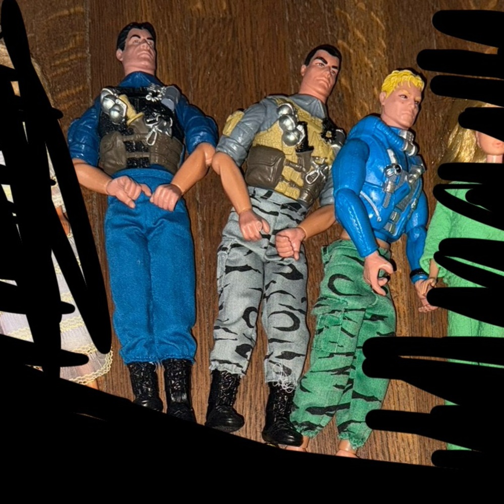 3 gi joe Ken doll size.
